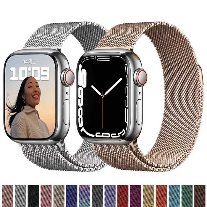 Curea metalica milanese loop cu prindere magnetica ceas Apple Watch 7 8 6 5 4 SE 42/44/45mm