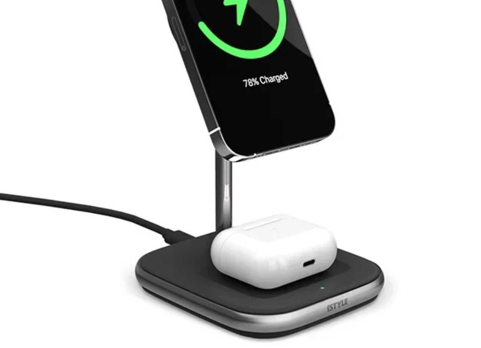 Incarcator Apple telefon , ceas si casti, Charger 2 in 1 MagSafe Wireless