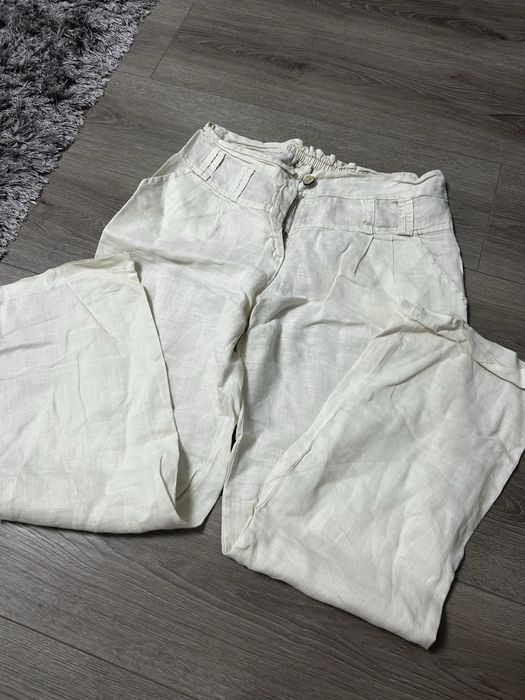 Pantaloni dama albi in