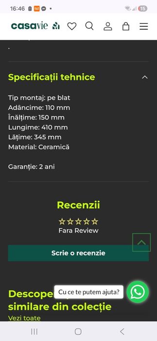 Chiuveta baie pentru blat