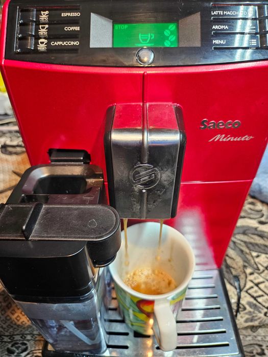 Espressor Saeco Minuto, 1850W, 15 bar,  recipient lapte 0.5 l, Rosu