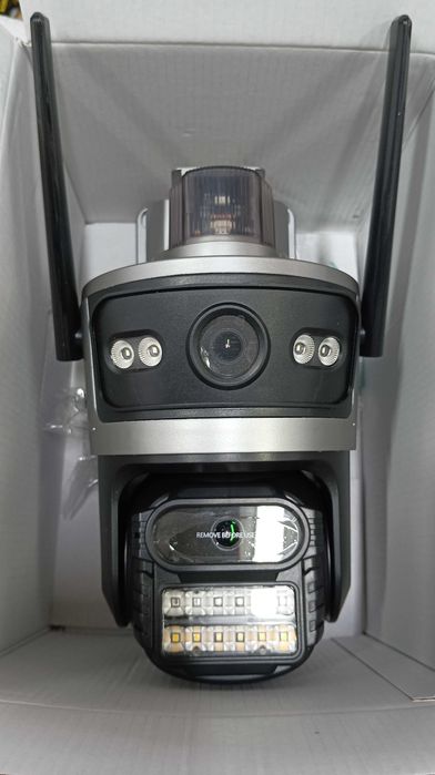 Двойна соларна безжична въртяща камера 4G 12MP iCSee работи с СИМ SIM