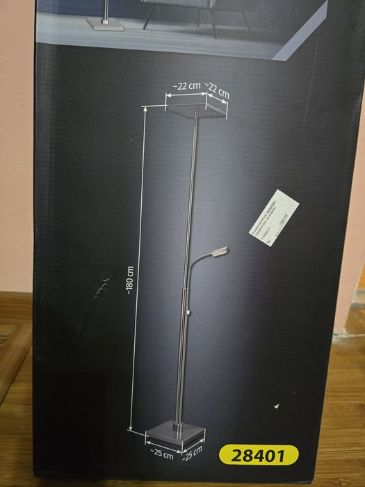 Lampa de podea CasaLux, cu iluminare LED, cu Lampa de citit reglabila,