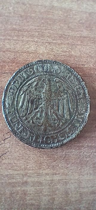 Сребърна монета 5 Райхсмарки от 1928г. D-серия.