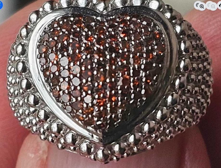 Сребърен пръстен с  естествени червени диаманти  СЕРТИФИКАТ