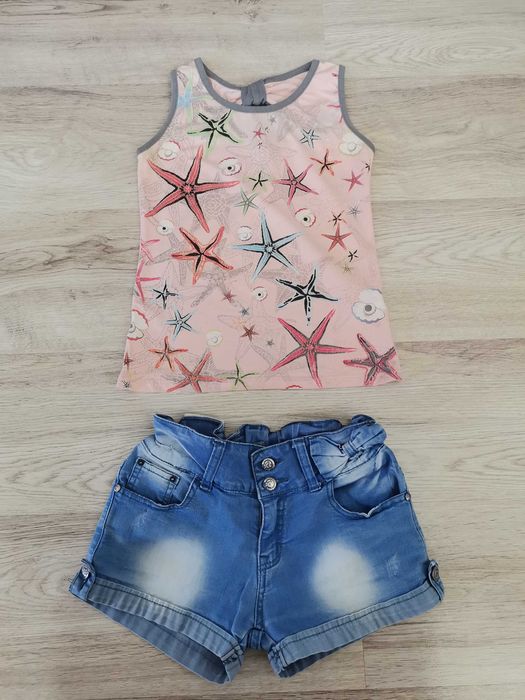 Сет дънкови панталони Bershka, потник, блузка H&M