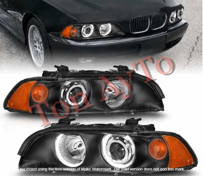 Тунинг Фарове Angel Eyes за BMW E39 1997–2003 Черни Рефлекторни Комплект С Включени Крушки