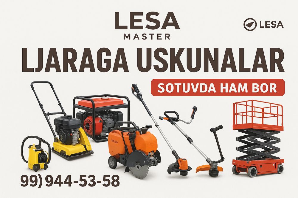 Ijaraga uskunalar lesa va apalovka lesa sotuvga ham bor