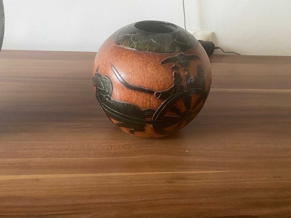 Set decorativ vaza si platou ceramic