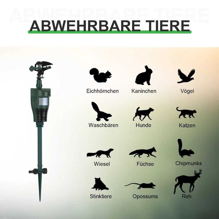 Repelent pentru animale, ABS, cu baterii, 300 m², Negru