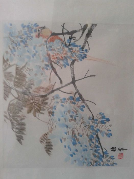 ARTA! Acuarela originala CHINA, 30X40 cm, semnatura si stampila manuf.