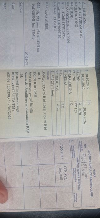 Vand Rexton fără schimburi sau variante