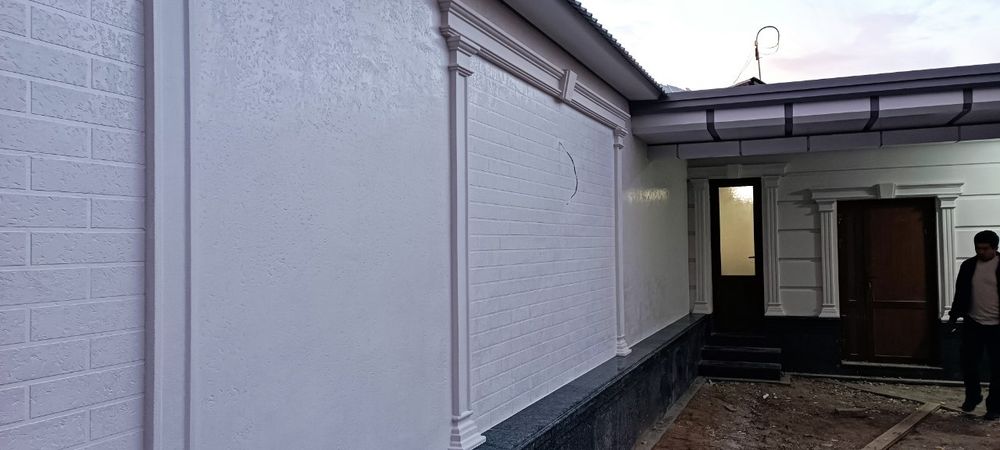 Фасад. Жидкий ТРАВЕРТИН МАРМАРИНО. Низкий цены  Высокй  качество  рабо