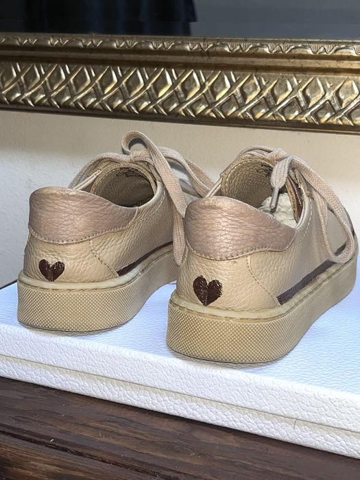 ZARA teniși piele naturală bej