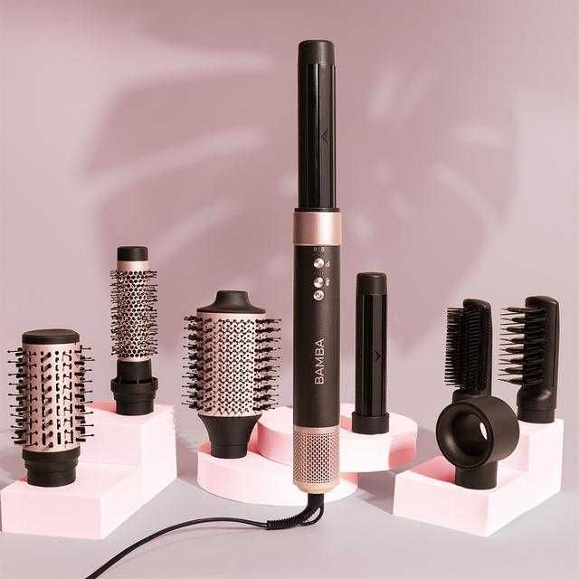 Ondulator Multistyler Cecotec Bamba CeramicCare AirGlam 8 in 1, placa de indreptat si ondulator cu tehnologia Coanda, Uscator, 1400 W -Negru-RESIGILAT
