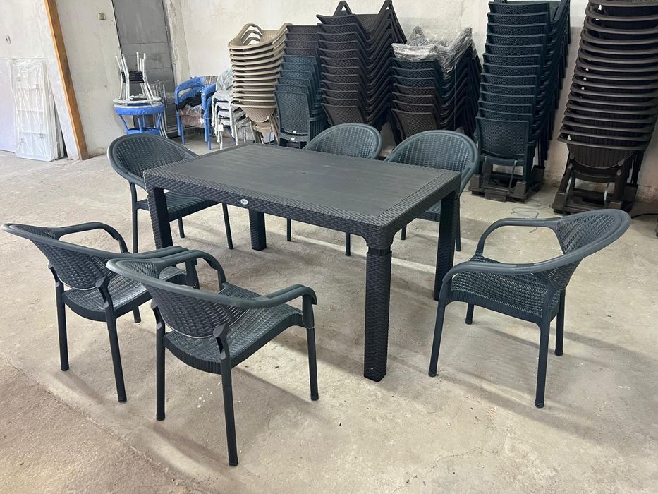 Красив Градински Комплект 6 стола и маса 90/150см