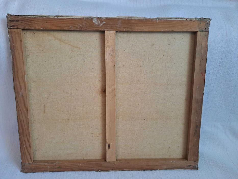 tablou vechi pictura pe panza 55/46 cm provenienta Franta