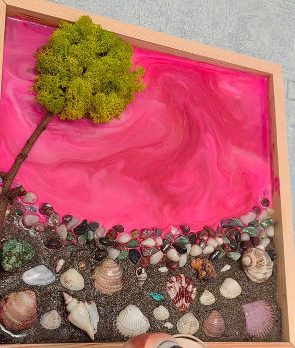 Пано от епоксидна смола розово море