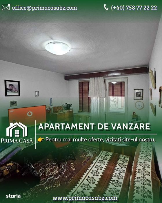 Apartament cu 2 camere zona Crang Stadionului etaj 3 din 4