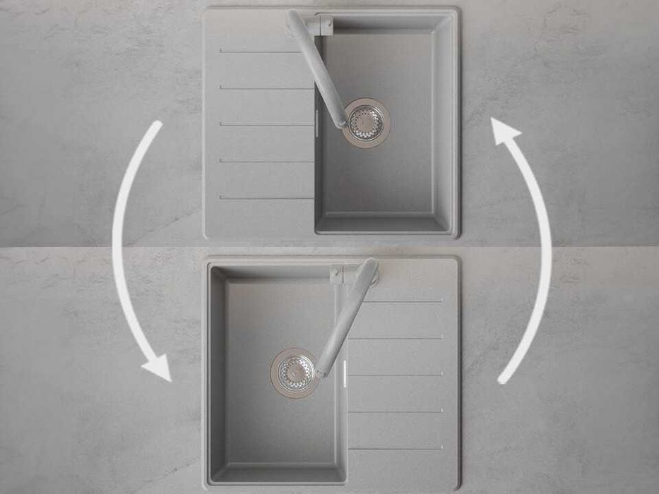 Сива кухненска гранитна мивка Копенхаген 40 Top 550 x 500 мм