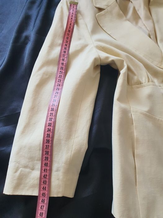 Sacou Mango MNG XS lyocell & in crem galben mustar slim fit nou elegant vară