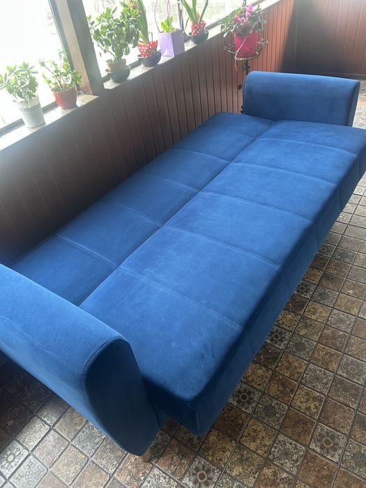 Canapea Extensibila  Albastra + Husa Neagra