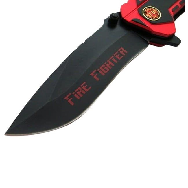 Briceag vanatoare Firefighter Rescue, 23 cm, otel, rosu, husa inclusa