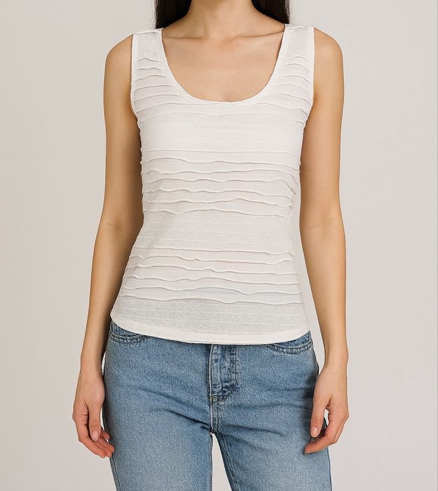 Бяла блуза без ръкави – размер М