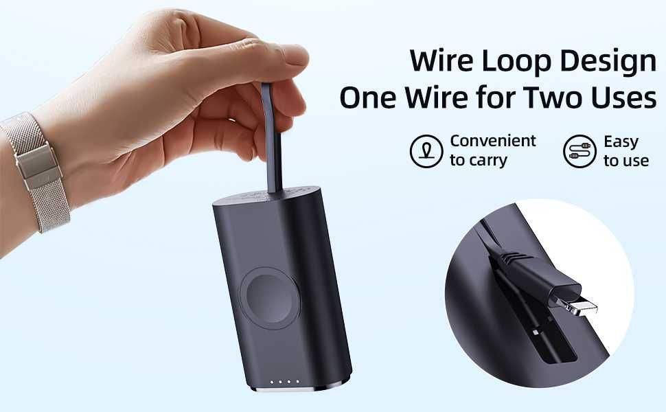 Преносимо зарядно устройство за часовник и телефони за Apple