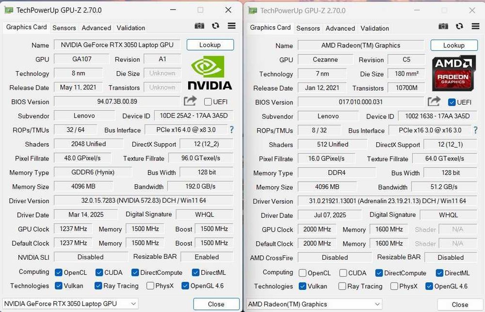 Laptop Gaming LENOVO IdeaPad 3 15ACH6 32GB RTX 3050 AMD Ryzen 7 5800H pana la 4.4GHz 15.6" Full HD SSD512GB Win11pro