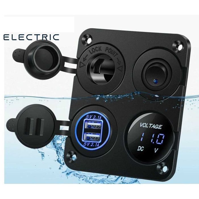 12V/24v панел за вграждане USB зарядно запалка волтметър Бушон  копче