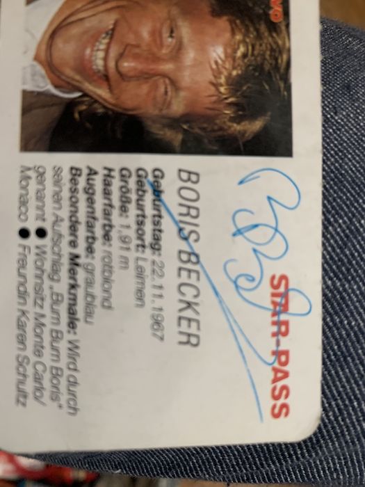 Автограф от Борис Бекер