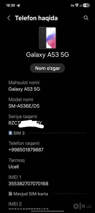 Samsung a53 256/8 2 sim ikalasiyam utgan imeda karopka yuq paspurt kop