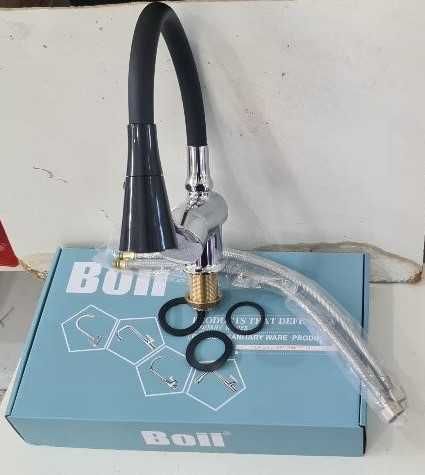 СУПЕР ПРОМОЦИЯ! Смесител Едноръкохватков Стоящ с Черна Гъвкава Лебедка