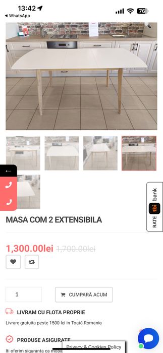 masa extensibila lemn midcentury