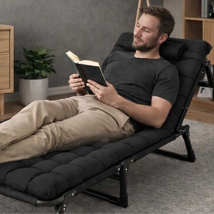 Сгъваемо къмпинг легло и градински шезлонг 2в1