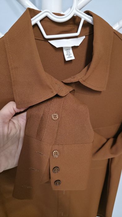 Cămașă din crep de bumbac damă H&M, maro, marimea XS