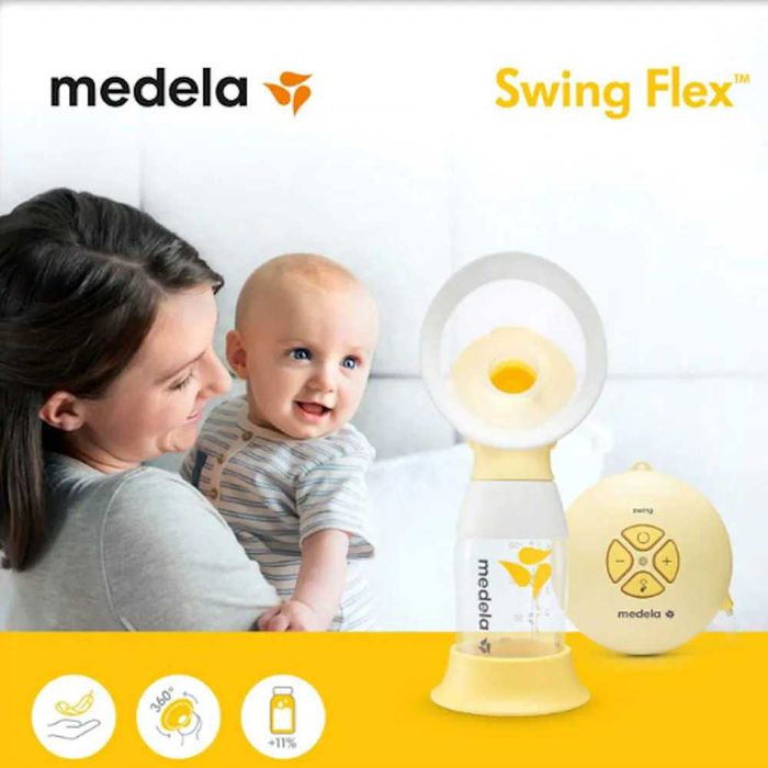 MEDELA Единична двуфазна електрическа помпа за кърма Swing Flex + шише