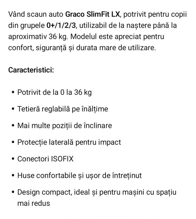 Scaun auto nou Graco