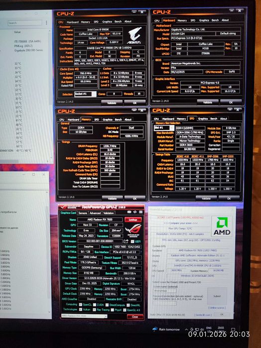 Геймърски i9 9900K, RX 7600 8GB, RAM 16GB DDR4 3600, SSD 512GB NVME