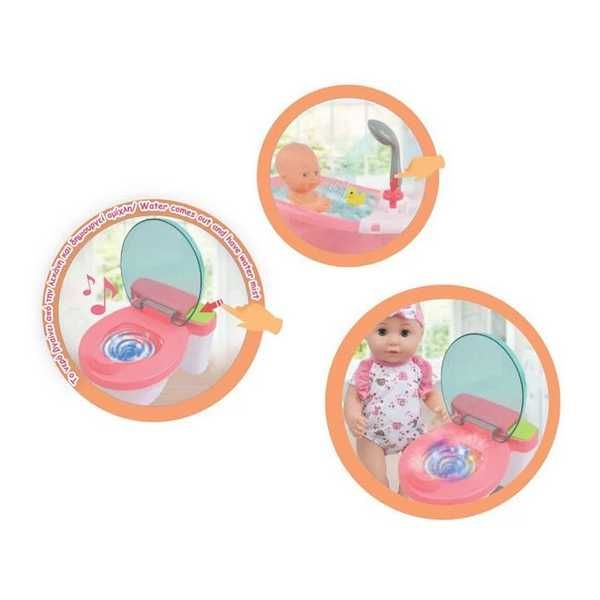 Кукла бебе с вана, тоалетна, аксесоари и звукови ефекти, 40см