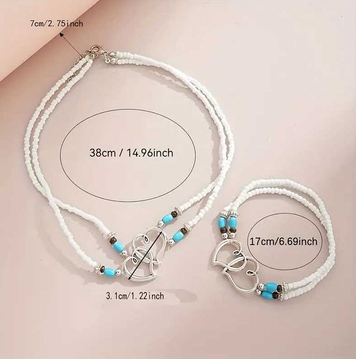 Set Turquoise format din colier, bratara mana si bratara glezna