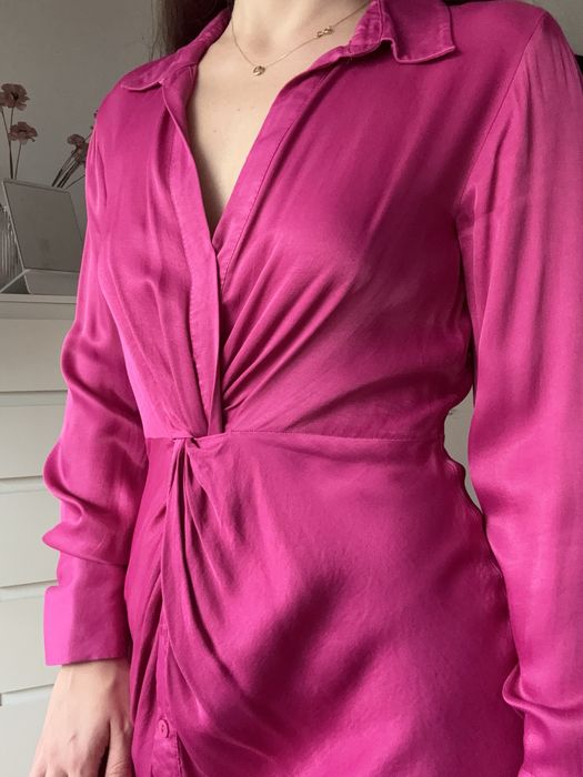 Rochie zara roz satinata