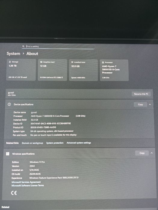 Pc gaming // ryzen 7 5800x3d // rtx 3080ti Dumbrava • OLX.ro