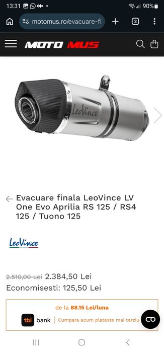 Evacuare Leo Vince LV one Evo  Aprilia rs4  125  (honda suzuki, etc)