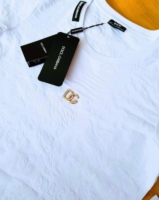 Tricou D G insertii catifea, logo metalic auriu, Italia