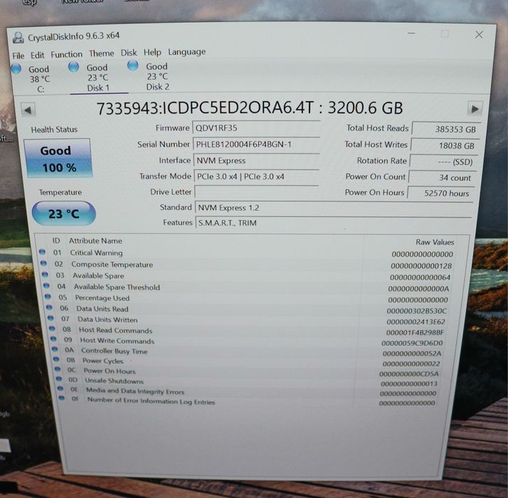 NVME Server/Workstation  TLC Intel SSD DC P4608 6.4TB 100% Health
