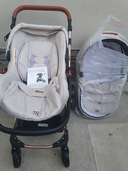 Комбинирана детска количка Moni - Polly 3 в 1, бежова