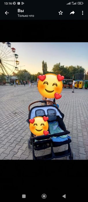 Егиздер коляскасы сатылады. Жагдайы оте жаксы. Укыпты устаган.