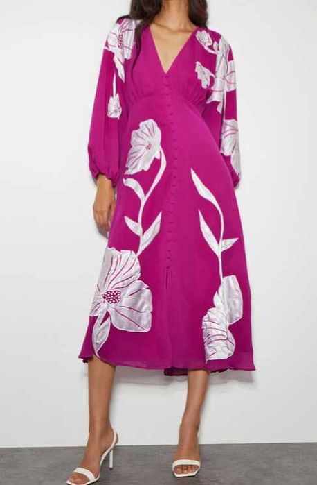 Рокля с флорални апликации Monsoon, размер UK 18